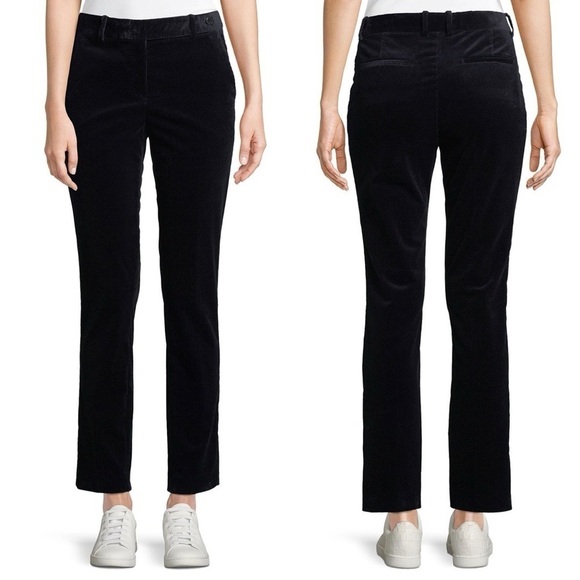 THEORY Trousers in Modern Corduroy Cropped Mid Rise Navy Sz 12 - Picture 2 of 8